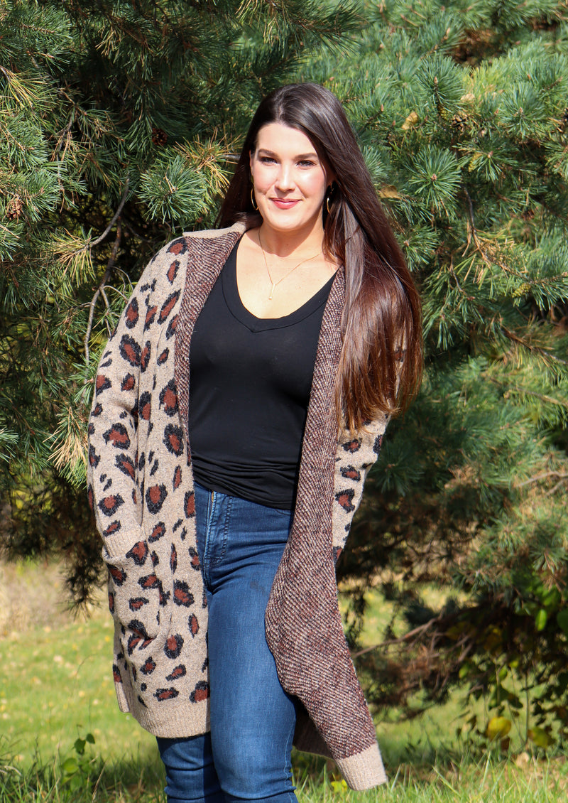 Lovestitch Long Sleeve Leopard Jacquard Coatigan  Fabulous Fashions -  Women's Boutique in Omaha, NE