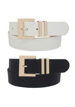 Squared Out Buckle Faux Leather Belt