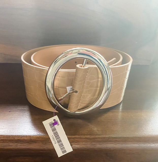 Faux Leather Tan Belt with Silver Buckle