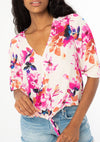 Lovestitch Floral 3/4 Sleeves Tie Front Top