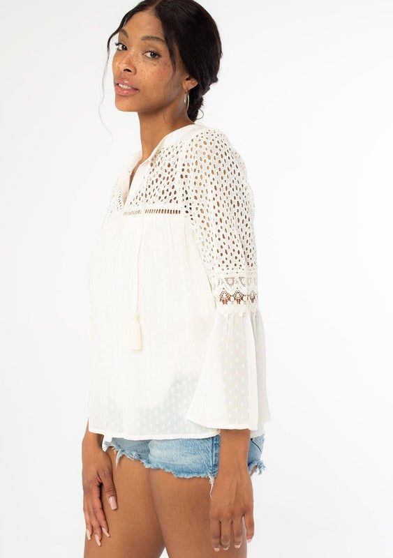 How to Style a Lace Bell Sleeve Top