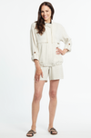 Tribal Long Sleeve Zip Front Jacket with Roll Sleeve