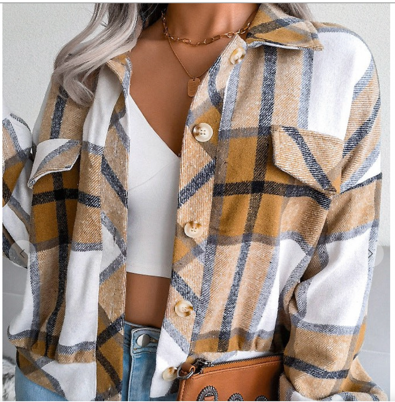 Plaid Shacket in Brown