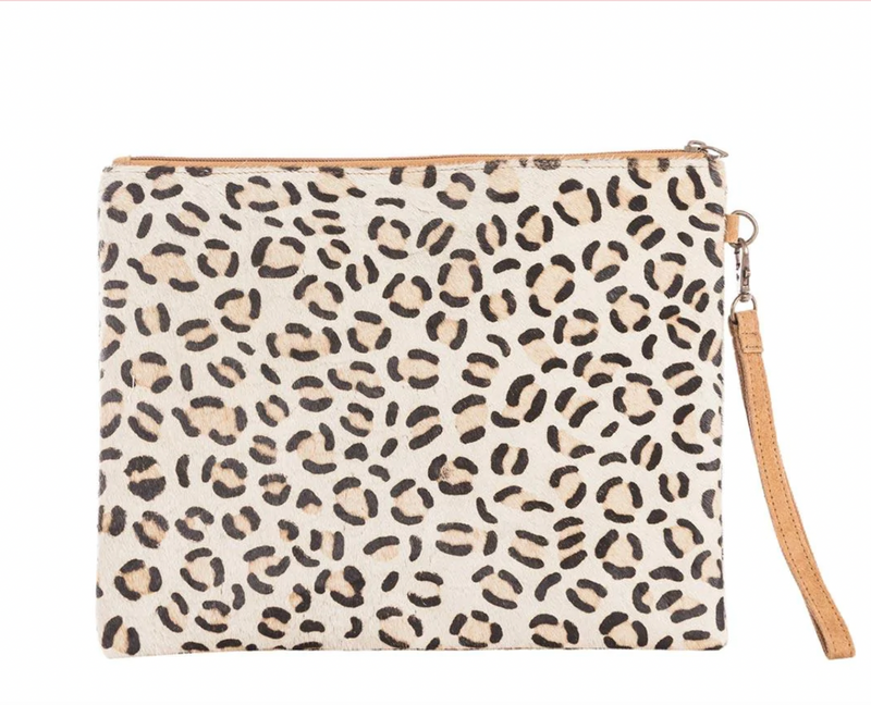 Leopard Hair on Leather Clutch