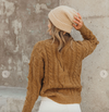 Cable Knit Mock Neck Cozy Sweater by Lovestitch