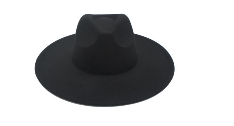 Bandless Clean Faux Wool Wide Brim Fedora hat