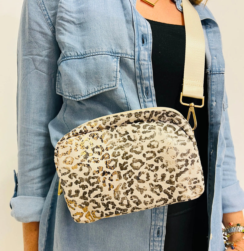 Ivory Leopard Fanny Pack- Hip- Bum Bag
