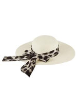 Leopard Print Bow Floppy Sun Hat in Brown and Ivory